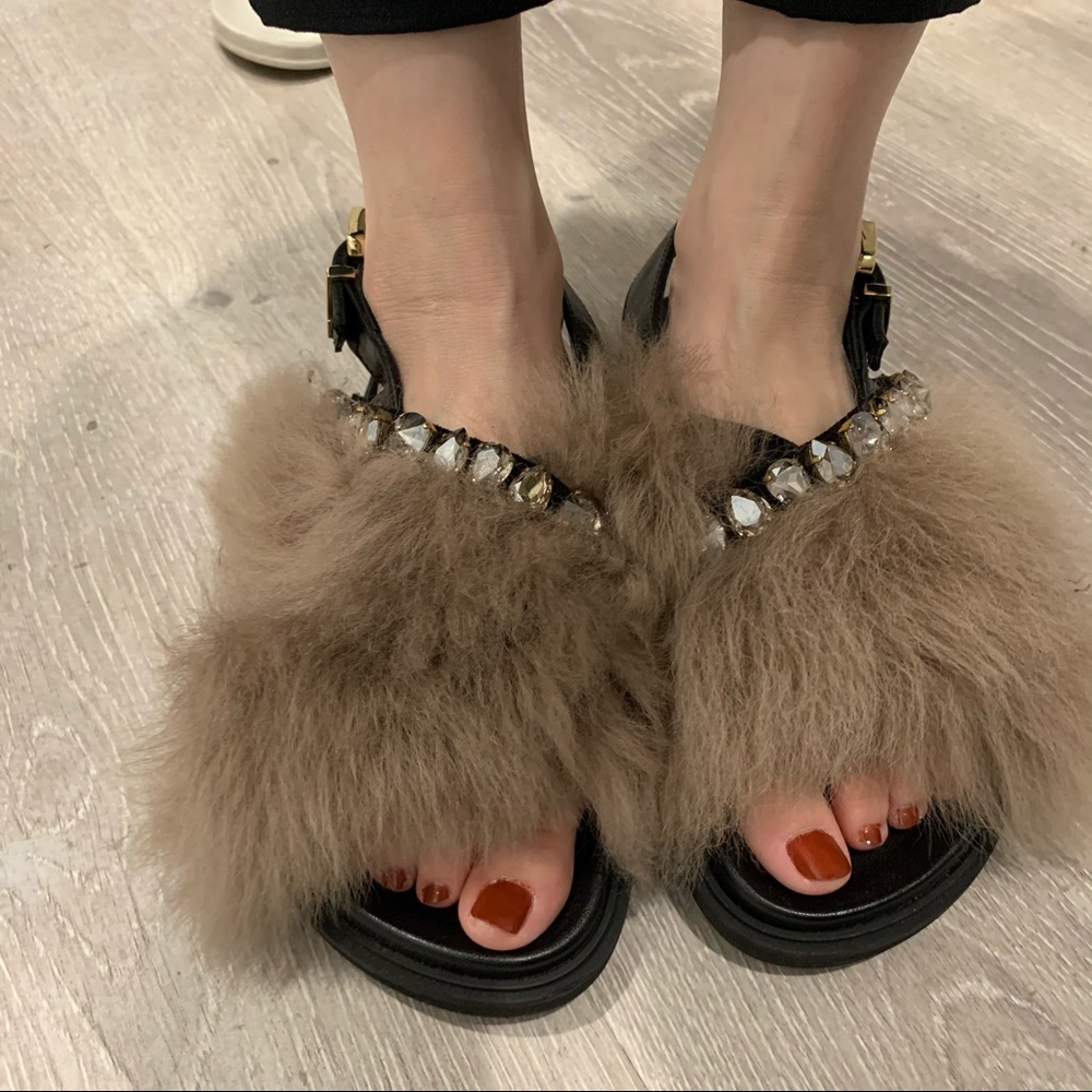 Biondini fur sandals.